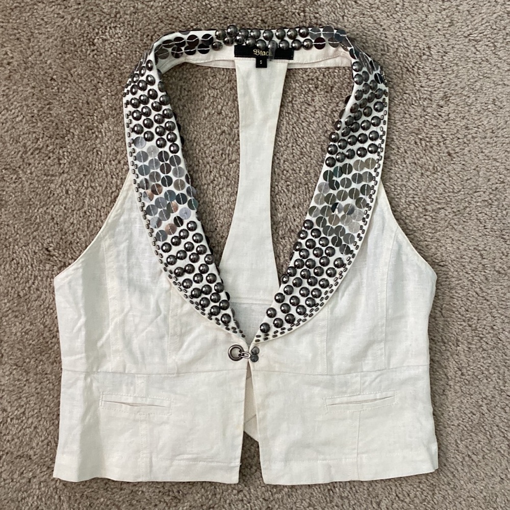 Designer Linen Embellished Vest